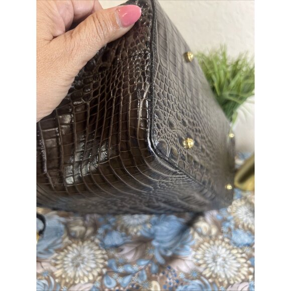 Brahmin Black And Brown Large Shoulder Tote Bag Carry All Travel - Picture 4 of 16